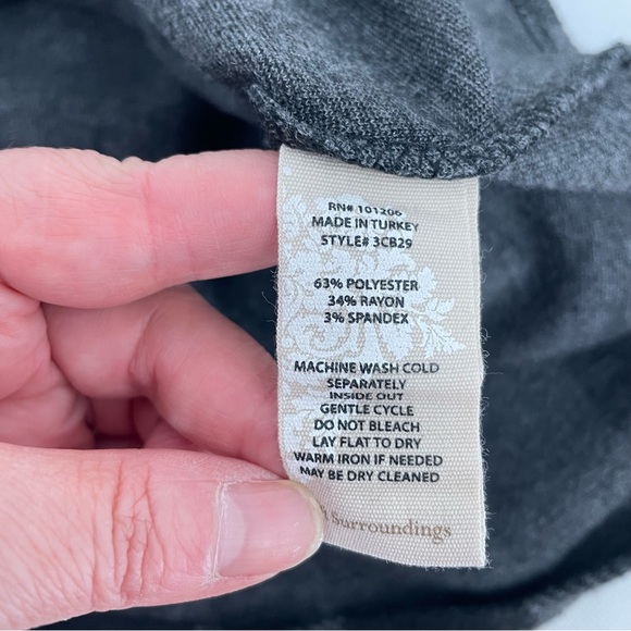 Soft Surroundings Women’s PXS Fleece Top Roll Tab Sleeve plaid tunic top - Picture 6 of 8